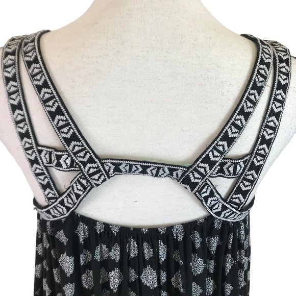 Maurices Womens Black White Embroidered Strapy Open Back Summer Dress Size S - Picture 3 of 8